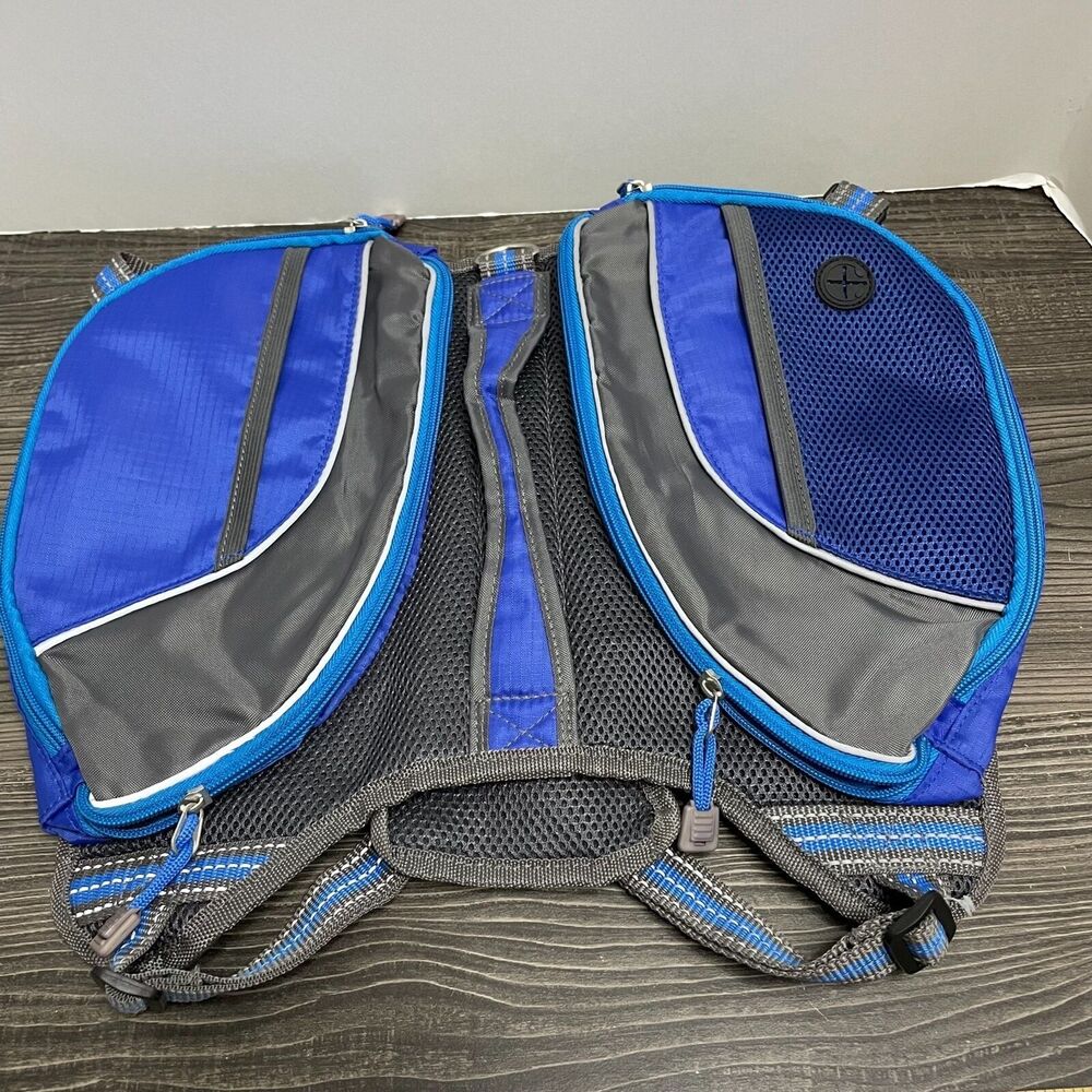 Unbranded Dog M / L Backpack Harness Vest with Saddlebag Pouches Blue Gray NWOT